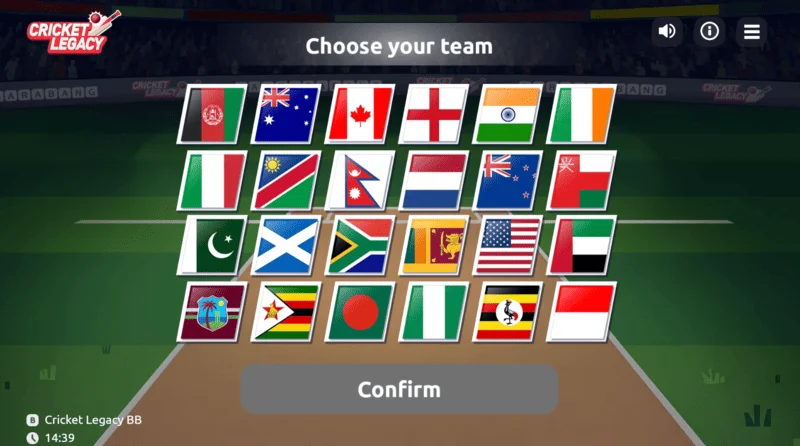 Cricket Legacy BB Team-Auswahl